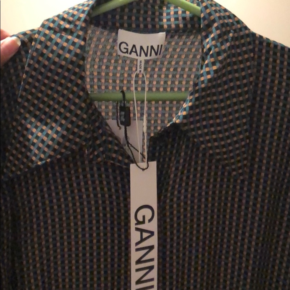 Ganni Shirt Dress with Balloon Sleeves - Picture 7 of 8